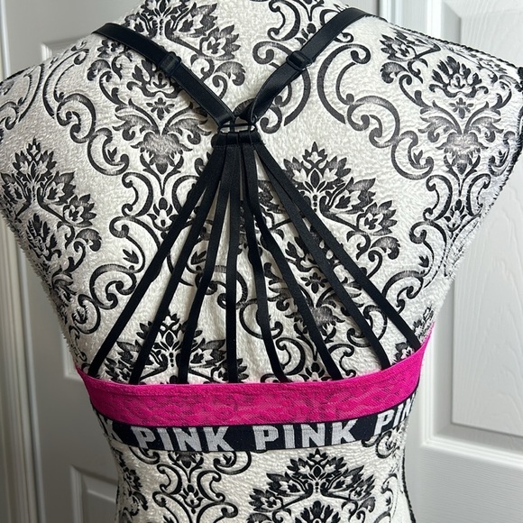 Victorias Secret Pink Push Up 32A Front Clasp Strappy Back Hot Pink Leopard - Picture 3 of 4